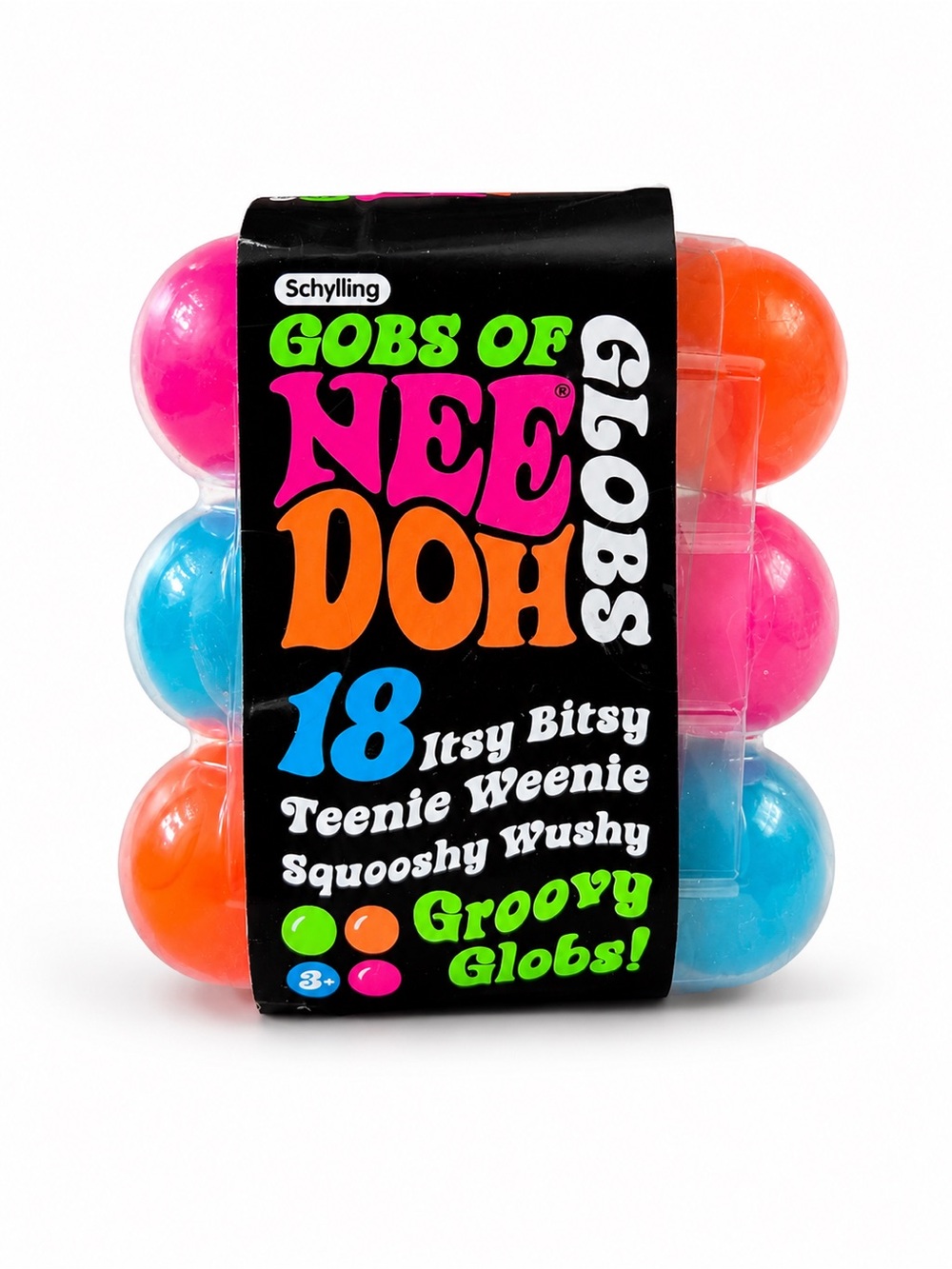 RARE Schylling Gobs of NeeDoh Globs 18-Pack - Pink, Orange, Blue NWT HTF!